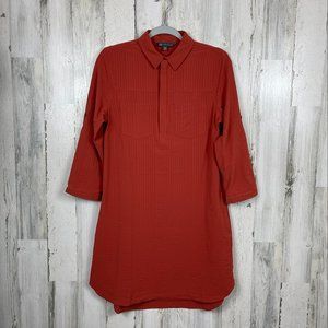 Title Nine shirt style midi dress activewear athleisure rust color coverup small